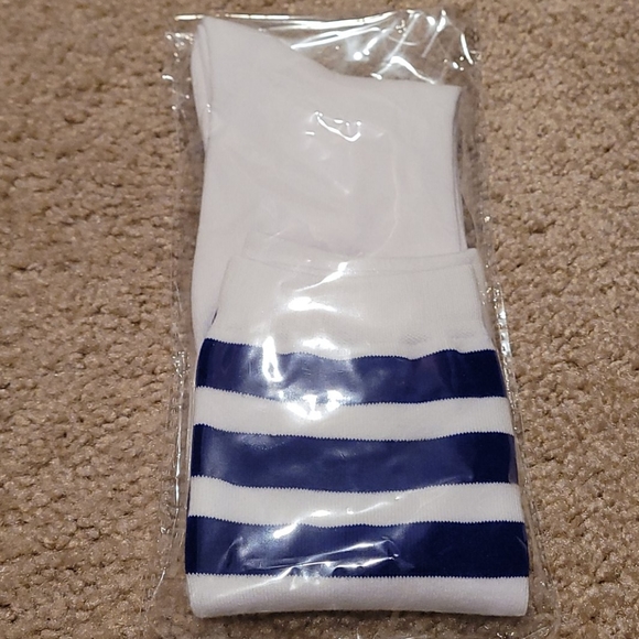 Knee high socks 3 stripes white blue red sz 6-8 - Picture 3 of 5